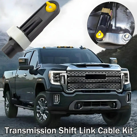 Beefed Up Durable Transmission Shifter Linkage Cable Bushing Repair Kit displayed with GMC truck in background