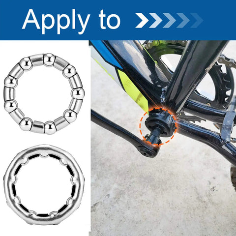 Bike Crank Bearing Set Four Pieces For Bottom Bracket Replacement Five Sixteenth Inch Ball Bearings Nine Balls Forty Four Point Five Millimeters Outer Diameter Thirty Two Point Five Millimeters Inner Diameter Fits Kids Bikes And Stretch Bikes installed