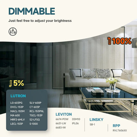 Living room lighting showing dimmable Six Inch Slim LED Recessed Ceiling Light With Junction Box Dimmable Downlight