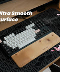 XL Gaming Mouse Pad With Anti Slip Rubber Base And Stitched Edges, Anime Black Cherry Blossom Design, under keyboard and mouse