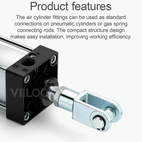 Two Pack Air Cylinder Y Connector Set With Clevis End For M16x1.5 Female Thread, Y63, 63mm Bore, 78mm Overall Length, High Strength Alloy Construction, Corrosion Resistant, Deformation Resistant Pneumatic Fitting For Systems on air cylinder