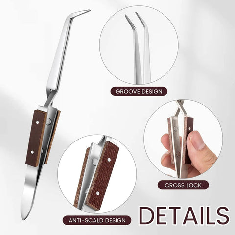 Reverse lock tweezers with groove and anti-scald design from Two Piece Honeycomb Ceramic Soldering Blocks Desk Top Jewelry Making Kit