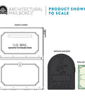 Scale comparison showing Oasis Classic Large High Security Parcel Mailbox beside medium mailbox and dollar bill