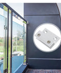 Heavy Duty Aluminum Alloy Glass Shelf Brackets Set With Beefy Carrying Capacity And Easy Install shown on a balcony