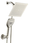 Ultra Luxury 9 Inch Rainfall Shower Head And Handheld Combo With Push Button Flow Control Satin Nickel Finish