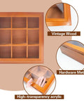 Nine Hole Golf Ball Display Case With Ring Bases For Tabletop Or Wall Mount Clear Acrylic Door 9 Separate Slots