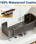 No Drill Shower Caddy With Shelves And Hooks, Waterproof Rustproof Removable Shower Organizer for Bathroom and Kitchen shown in sink.