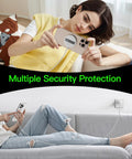 Woman using 15W MagSafe Charger Magnetic Wireless Pad For iPhone 17 16 15 14 13 12 Series with PD20W Block on couch