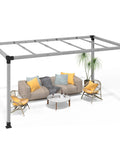 10x13 Foot Gray Outdoor Pergola Kit With Pretreated Wood Brackets And Expansion Screws No Brainer Install For Deck Backyard Or Patio