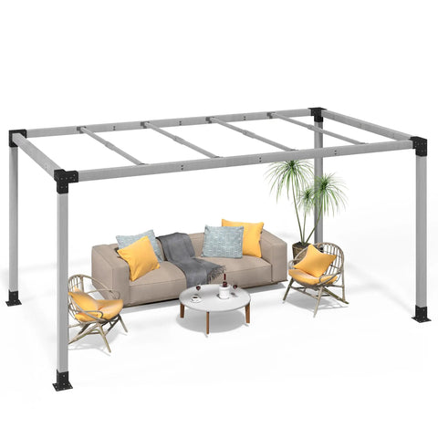 10x13 Foot Gray Outdoor Pergola Kit With Pretreated Wood Brackets And Expansion Screws No Brainer Install For Deck Backyard Or Patio