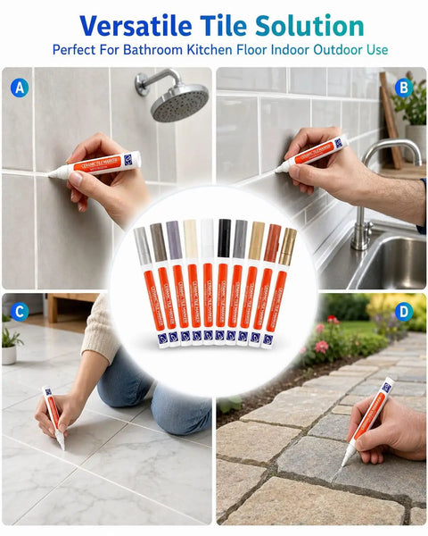 Grout Fix Pen For Tile Grout Lines Waterproof Tile Repair Marker for ceramic walls and floors quick DIY refresh in kitchen bathroom with bright white finish