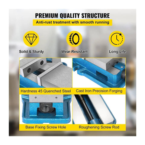 Premium quality close-up of 3 Inch Lockdown Bench Vice With Bulletproof Cast Iron Build And Thickened Jaw Plates.