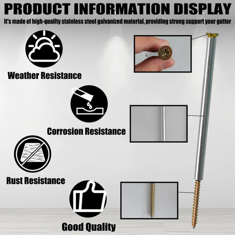 12 Pack 7 Inch Gutter Screws With Metal Sleeves Rust Resistant Coating Heavy Duty Roof Gutter Fasteners information display