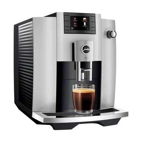 All In One Automatic Coffee Machine Grinds Tamps Brews Froths In Under 60 Seconds in platinum color with coffee cup