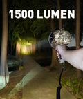 Hunting Spotlight 1500 Lumen Camouflage Handheld Corded 12V Spotlight With Realtree Xtra illuminating forest path