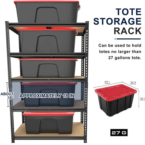 Adjustable Garage Storage Shelves Heavy Duty Metal Shelving Unit for Basement Warehouse Workshop Pantry and Closet 2400 Lbs Total Load Capacity 16 Inches Deep by 35.5 Inches Wide by 72 Inches High with storage bins