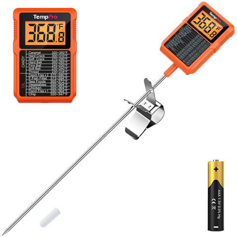 Waterproof Digital Candy Thermometer With 10 Inch Probe And Pot Clip Instant Read Meat Thermometer For Grilling