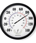 10 Inch Indoor Outdoor Thermometer With Large Readout No Battery Needed Calibrates Automatically In About 3 Hours Built In Temperature And Humidity Sensor For Home Garden Patio And Outdoor Decor Black, round black wall thermometer