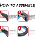 Assembly steps for self sealing and self healing 20x4.0-4.5 fat bike inner tube with AV32mm Schrader valve, puncture protection.