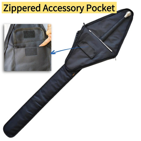 Heavy Duty Hema Sword Bag 55 Inch Long Sword Storage Case showing open pocket for accessories