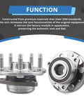 Front And Rear Wheel Hub Bearing Assembly Kit Fits GM Cars Like Malibu, Impala, Equinox, Terrain, Lacrosse, Regal, Cadillac XTS Replaces 513288 For A Smooth, Quiet Ride And Easy Install, showing metal construction and bolt details.