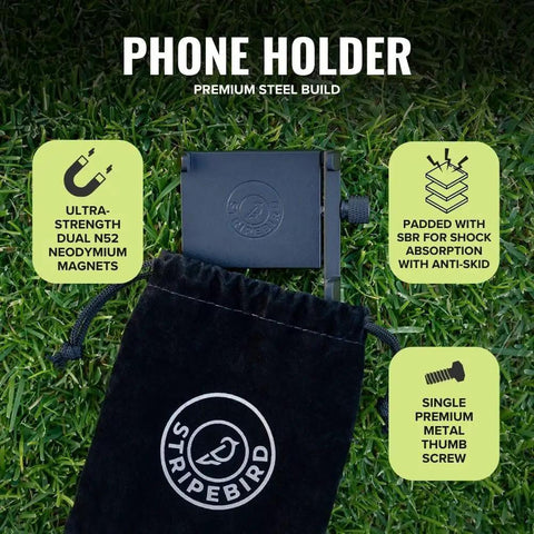 Magnetic Golf Cart Phone Holder With US Patented Dual Neodymium N52 Magnets Keeps Your iPhone And Samsung Secure On Rough Rides