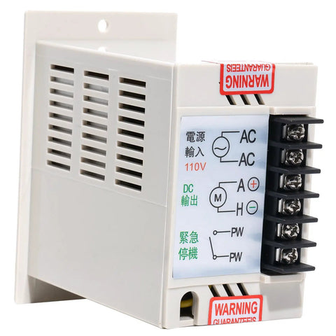 400W DC Motor Speed Controller Plug-And-Play Knob Adjustable Regulator 110V AC Input And 0-90V DC Output on white housing
