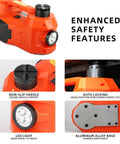 Close-up of Electric Car Jack 5 Ton Hydraulic Floor Jack with LED light and enhanced safety features for SUV sedan truck.
