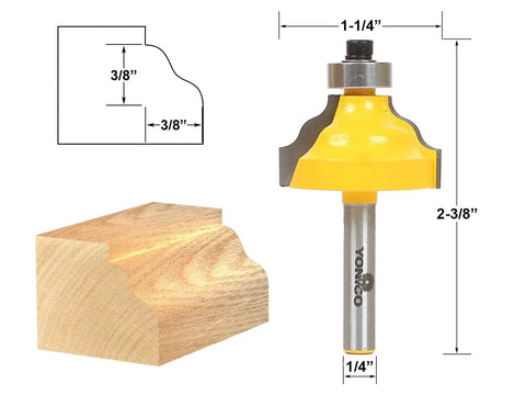 Wavy Edge Forming Router Bit Pro Grade Tungsten Carbide For One Half Inch And One Quarter Inch Shank with cut sample and dimensions