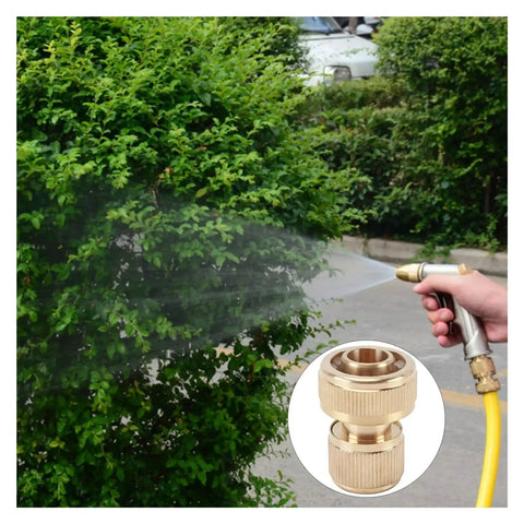 Heavy Duty 3/4 Inch Brass Hose Quick Connect Set With Universal Garden Connector Kit And One Repair Fitting For No More Leaky Hoses And Easy Diy Water Line Fixes On Your Backyard Setup, brass hose nozzle