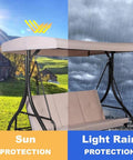 Outdoor Porch Swing Canopy Replacement Cover For 2 Seater showcasing sun and light rain protection.