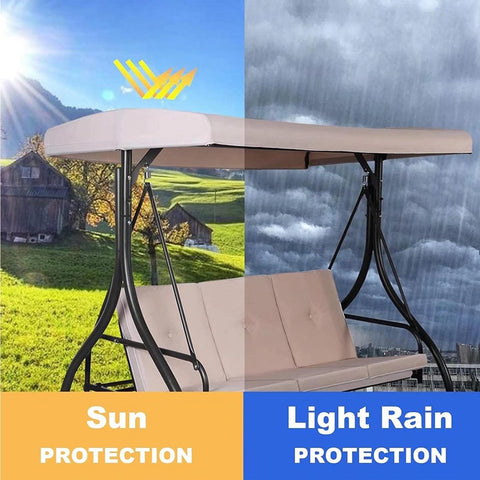 Outdoor Porch Swing Canopy Replacement Cover For 2 Seater showcasing sun and light rain protection.