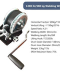 Beefy Heavy Duty Portable Winch 1200Lb Hoist With Hook And Webbing Strap 26Ft Ultra Rugged Cable For Outdoor And Industrial Lifting Compact And Rust Resistant Marine Grade Frame Easy Hoist For Towing Recovery And Lifting Tasks. manual webbing winch with handle