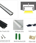 10 Pack 3.3ft LED Aluminum Channel Diffuser Kit With Milky Cover For Under Cabinet Lighting, Matte Black Anodized Track, Accessories Included