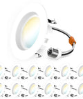 4 Inch LED Recessed Lighting Kit Pack Of 10 Dimmable Smooth Trim Downlights 4000K Cool White 11W Equals 60W 660 Lumens Damp Rated Retrofit UL Certified displayed