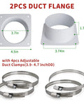 4 Inch Duct Connector With Adjustable Clamps Durable Plastic Vent Hose Connector For Heating And Cooling HVAC System And Dryer Vent Easy Install Leak Proof Design Two Pack