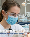 Anti Fog Safety Glasses For Healthcare Workers, Stylish Goggles With Clear Lenses And Comfortable Fit worn by dentist