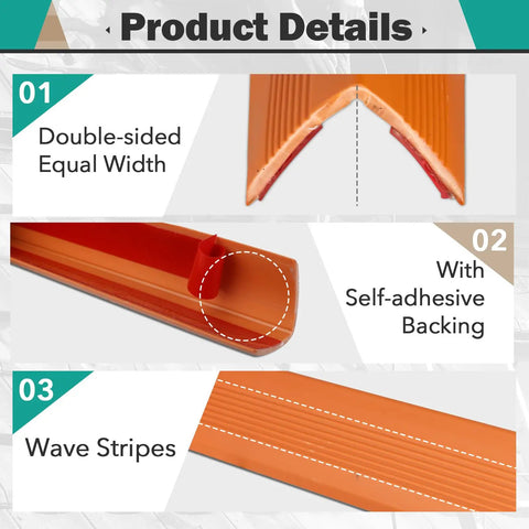 Close-up of 4 Piece Ladder Stabilizer Covers For Gutters And Roof With Non Slip Grip Strips showing double-sided width and self-adhesive backing.