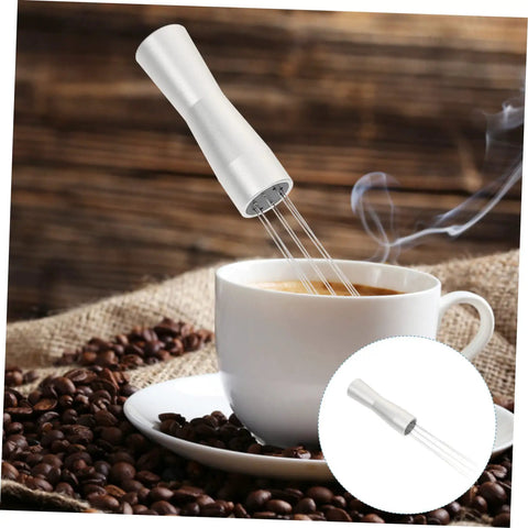Stainless Steel Coffee Stirrer Tool Replacement Needle For Espresso Maker in cup with beans, no bend design for home cafe use
