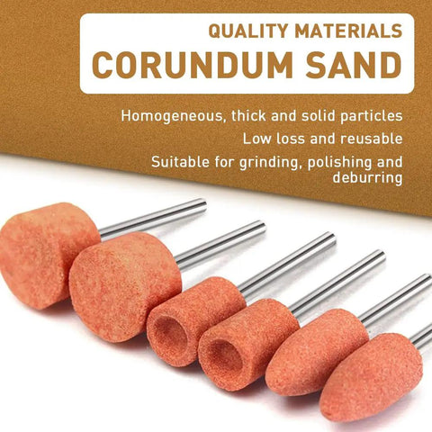 42 Piece Aluminum Oxide Sanding Bit Set With One Eighth Inch Shank for rotary tools, showing various corundum sand bits