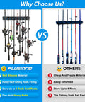 Comparison of Vertical Wall Mounted Fishing Rod Holder Rack For Up To 9 Rods Or Combos Fits 0.12 To 0.75 Inch Diameters
