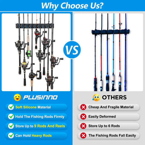 Comparison of Vertical Wall Mounted Fishing Rod Holder Rack For Up To 9 Rods Or Combos Fits 0.12 To 0.75 Inch Diameters