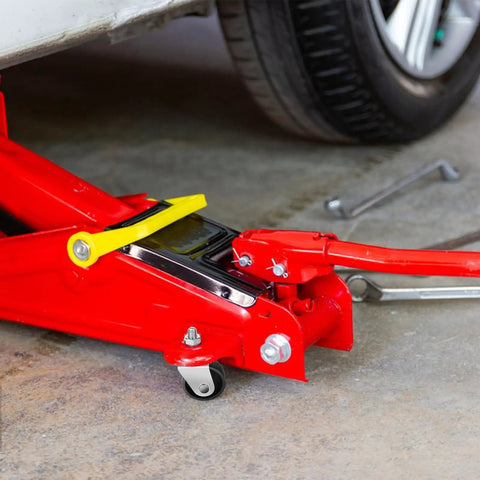 Heavy Duty Floor Jack Casters Set For 3 Ton Jacks With Cast Iron Wheels Replacement Parts Fits 12mm Stem installed on floor jack