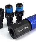 Four Piece High Flow Aluminum Female Coupling Connector Kit With Quick Connect Push To Connect System Delivers Twice The Air Flow