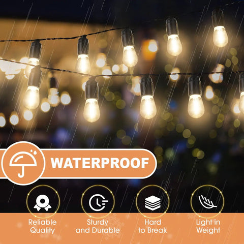 100 Pack LED Replacement Bulbs For Outdoor String Lights No Fuss Easy Install Shatterproof Waterproof Plastic Filament E26