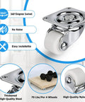 No Sweat Install Smooth As Butter 0.6 Inch Mini Caster Wheels For Furniture Low Profile self adhesive caster showcasing 360-degree swivel.