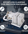 Aluminum Alloy Pneumatic Vise With No Sweat Air Powered Clamping Grip and Quick Connect Setup for smooth CNC machining.