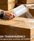 Two-Pack Clear Industrial Stretch Wrap Film 5.1 Inch by 1000 Feet with Handle, 80 Gauge Heavy Duty Self Adhering Wrap for moving boxes