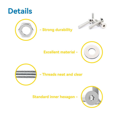 630 Piece M3 Screws Assortment Kit With Nuts And Washers In 304 Stainless Steel For DIY Projects Includes M3x6mm Through M3x30mm Hex
