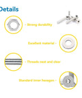 Details of Beefy 660 Piece M2 Screw Set With Nuts And Washers M2x4mm to M2x16mm, stainless steel with icons of features.
